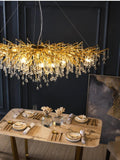1200MM Long Golden Waterdrop Crystal Chandelier Ceiling Lights Hanging - Warm White - Ashish Electrical India
