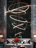 9 LIGHTS 9 RINGS ROSE GOLD BODY LED CHANDELIER HANGING LAMP - WARM WHITE - Ashish Electrical India