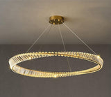 Crystal Tilt Glass Modern LED Chandelier 600 MM Ring - Warm White - Ashish Electrical India