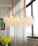 800x300 MM Gold Stainless Steel Feather Glass Frosted Pendant Chandelier Ceiling Lights - Warm White - Ashish Electrical India