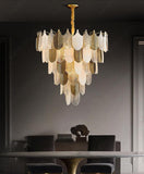 600 MM Frost Clear Glass Gold Metal LED Chandelier Hanging Suspension Lamp - Warm White - Ashish Electrical India