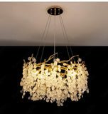 600 MM Long Crystal Glass Gold Metal LED Chandelier Hanging Lamp - Warm White - Ashish Electrical India