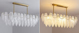 800x300 MM Gold Stainless Steel Feather Glass Frosted Pendant Chandelier Ceiling Lights - Warm White - Ashish Electrical India