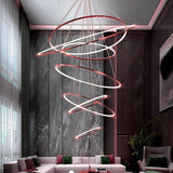 9 LIGHTS 9 RINGS ROSE GOLD BODY LED CHANDELIER HANGING LAMP - WARM WHITE - Ashish Electrical India