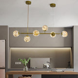 6 Fairy Light Gold Amber Glass Chandelier Ceiling Light - Warm White - Ashish Electrical India