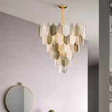 600 MM Frost Clear Glass Gold Metal LED Chandelier Hanging Suspension Lamp - Warm White - Ashish Electrical India