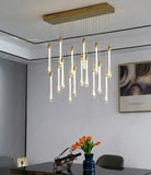 14-Light Long Crystal Chandelier With Rectangular Plate For Dining Area - Warm White - Ashish Electrical India