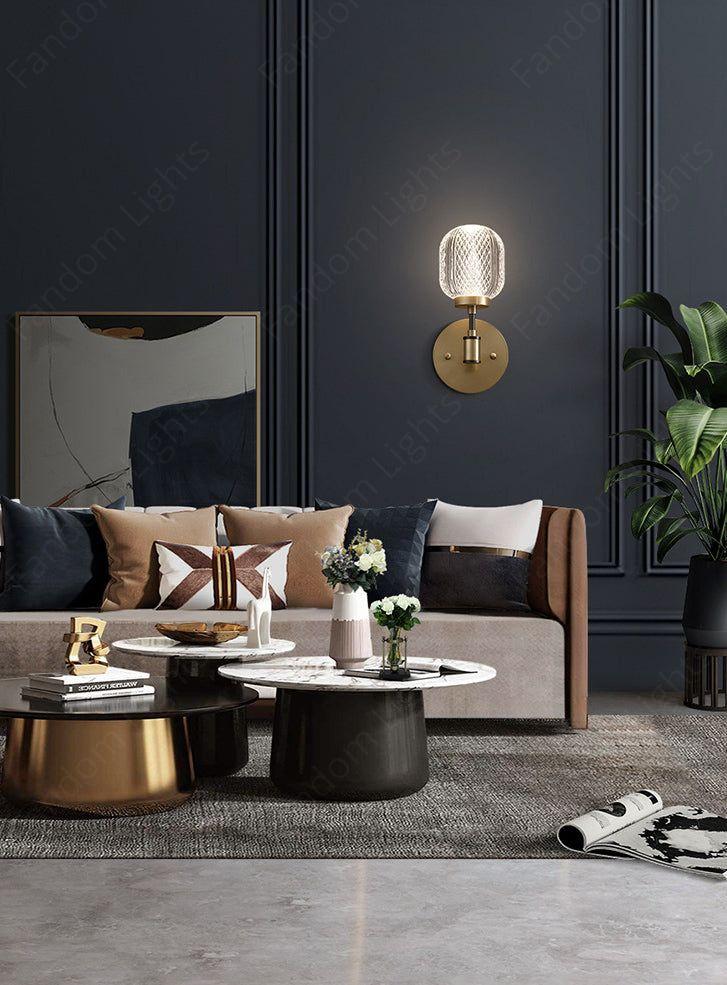 Acrylic Modern Gold Metal Wall Light for Drawing Room Warm White