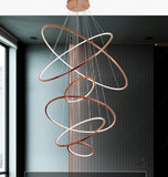 9 LIGHTS 9 RINGS ROSE GOLD BODY LED CHANDELIER HANGING LAMP - WARM WHITE - Ashish Electrical India