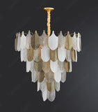 600 MM Frost Clear Glass Gold Metal LED Chandelier Hanging Suspension Lamp - Warm White - Ashish Electrical India