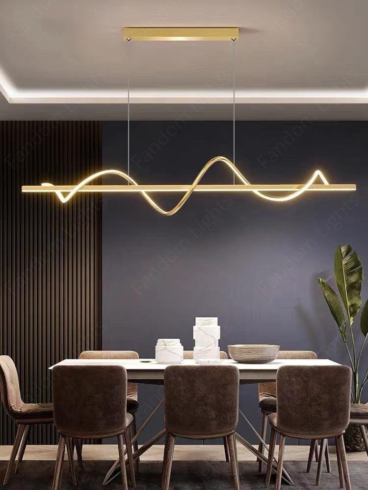 Gold LED Pendant Chandelier Twisty Spiral Lights Dining Room Lamp