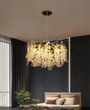 600 MM Long Crystal Glass Gold Metal LED Chandelier Hanging Lamp - Warm White - Ashish Electrical India