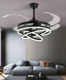 Invisible Black Rings Ceiling Fan Chandelier with Remote Control 4 Retractable ABS Blades - Warm White - Ashish Electrical India