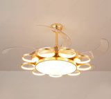 Invisible Golden Rings Ceiling Fan Chandelier with Remote Control 4 ABS Blades - Warm White - Ashish Electrical India