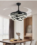 Invisible Black Rings Ceiling Fan Chandelier with Remote Control 4 Retractable ABS Blades - Warm White - Ashish Electrical India