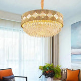 600 MM Long Crystal Glass Gold LED Chandelier Hanging Suspension Lamp - Warm White - Ashish Electrical India