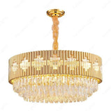 600 MM Long Crystal Glass Gold LED Chandelier Hanging Suspension Lamp - Warm White - Ashish Electrical India