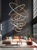9 LIGHTS 9 RINGS ROSE GOLD BODY LED CHANDELIER HANGING LAMP - WARM WHITE - Ashish Electrical India