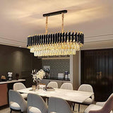1200x350 MM Gold Black Tube Stainless Steel K9 Crystal Pendant Chandelier Ceiling Lights Hanging - Warm White - Chandelier