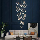 22-LIGHT LED Crystal ring DOUBLE HEIGHT STAIR CHANDELIER - WARM WHITE - Chandelier
