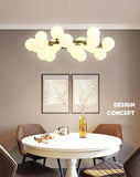25 Light Gold Frosted Glass Chandelier Ceiling Lights Hanging - Warm White - Chandelier