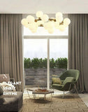 25 Light Gold Frosted Glass Chandelier Ceiling Lights Hanging - Warm White - Chandelier