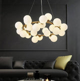 25 Light Gold Frosted Glass Chandelier Ceiling Lights Hanging - Warm White - Chandelier
