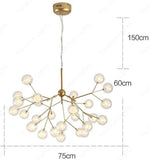 27 Lights Ball Firefly Gold Chandelier Amber Glass Led Ceiling Light Hanging Lamp - Warm White - Chandelier