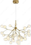 27 Lights Ball Firefly Gold Chandelier Amber Glass Led Ceiling Light Hanging Lamp - Warm White - Chandelier
