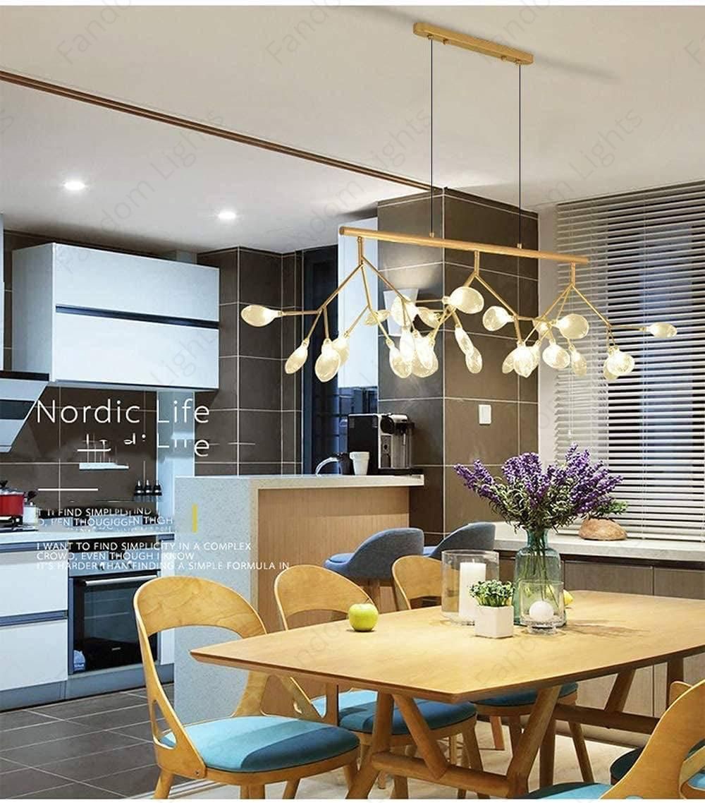 27 Lights Sputnik Firefly Gold Chandelier Metal and Amber Glass Led Pe