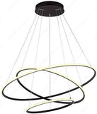 3 Ring Black Modern Double LED Chandelier for Dining Living Room Office Hanging Suspension Lamp - Warm White - Chandelier