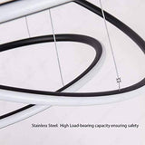 3 Ring Black Modern Double LED Chandelier for Dining Living Room Office Hanging Suspension Lamp - Warm White - Chandelier