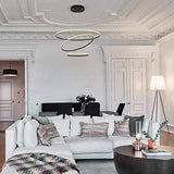 3 Ring Black Modern Double LED Chandelier for Dining Living Room Office Hanging Suspension Lamp - Warm White - Chandelier