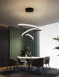 3 Ring Black Modern Double LED Chandelier for Dining Living Room Office Hanging Suspension Lamp - Warm White - Chandelier