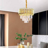 400MM Gold Tube Stainless Steel K9 Crystal Pendant Chandelier Ceiling Pendant Lamp Foyer Lights Lamps Modern Hanging - Warm White - Chandelier