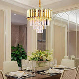 400MM Gold Tube Stainless Steel K9 Crystal Pendant Chandelier Ceiling Pendant Lamp Foyer Lights Lamps Modern Hanging - Warm White - Chandelier