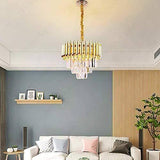 400MM Gold Tube Stainless Steel K9 Crystal Pendant Chandelier Ceiling Pendant Lamp Foyer Lights Lamps Modern Hanging - Warm White - Chandelier