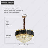 500MM Gold Black Tube Stainless Steel K9 Crystal Pendant Chandelier Ceiling Lights Hanging - Warm White - Chandelier