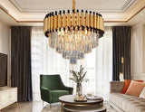 600MM Gold Black K9 Crystal Pendant Chandelier Ceiling Lights Hanging - Warm White - Chandelier