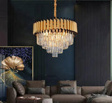 600MM Gold Black K9 Crystal Pendant Chandelier Ceiling Lights Hanging - Warm White - Chandelier