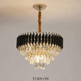 600MM Gold Black Tube Stainless Steel K9 Crystal Pendant Chandelier Ceiling Lights Hanging - Warm White - Chandelier