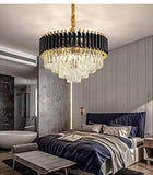 600MM Gold Black Tube Stainless Steel K9 Crystal Pendant Chandelier Ceiling Lights Hanging - Warm White - Chandelier