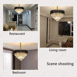 600MM Gold Black Tube Stainless Steel K9 Crystal Pendant Chandelier Ceiling Lights Hanging - Warm White - Chandelier
