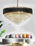 750MM Gold Black Tube Stainless Steel K9 Crystal Pendant Chandelier Ceiling Lights Hanging - Warm White - Chandelier
