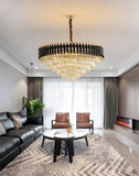 750MM Gold Black Tube Stainless Steel K9 Crystal Pendant Chandelier Ceiling Lights Hanging - Warm White - Chandelier