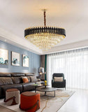 750MM Gold Black Tube Stainless Steel K9 Crystal Pendant Chandelier Ceiling Lights Hanging - Warm White - Chandelier