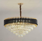 750MM Gold Black Tube Stainless Steel K9 Crystal Pendant Chandelier Ceiling Lights Hanging - Warm White - Chandelier