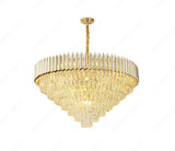 750MM Gold Tube K9 Crystal Pendant Chandelier Hanging Light - Warm White - Chandelier