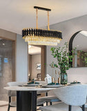750x350 MM Gold Black Tube Stainless Steel K9 Crystal Pendant Chandelier Ceiling Lights Hanging - Warm White - Chandelier