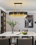 750x350 MM Gold Black Tube Stainless Steel K9 Crystal Pendant Chandelier Ceiling Lights Hanging - Warm White - Chandelier